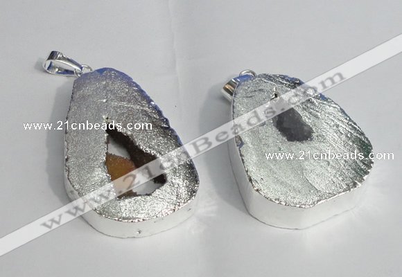 NGP1385 35*40mm - 40*50mm freeform plated druzy agate pendants