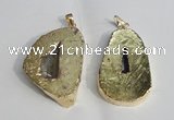 NGP1386 35*40mm - 40*50mm freeform plated druzy agate pendants