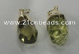 NGP1393 18*25mm - 15*35mm faceted nuggets lemon quartz pendants