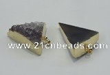 NGP1401 30*35mm - 35*40mm triangle druzy amethyst pendants wholesale