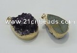 NGP1402 22*35mm - 30*40mm freeform druzy amethyst pendants wholesale