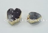 NGP1404 20*25mm - 25*30mm heart druzy amethyst pendants wholesale