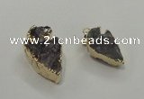 NGP1405 15*25mm - 20*35mm arrowhead druzy amethyst pendants wholesale