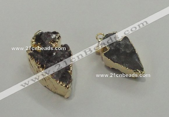 NGP1405 15*25mm - 20*35mm arrowhead druzy amethyst pendants wholesale