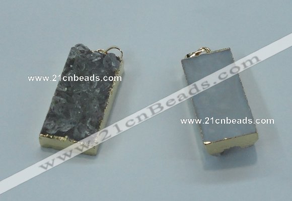 NGP1408 15*30mm - 18*35mm rectangle druzy amethyst pendants wholesale