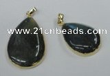 NGP1409 22*30mm - 25*35mm flat teardrop labradorite pendants wholesale