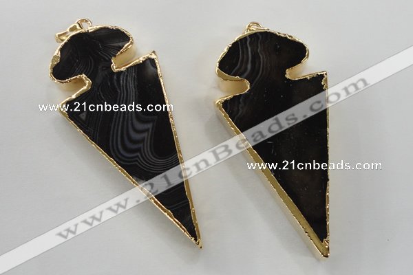 NGP1410 30*65mm arrowhead agate gemstone pendants wholesale