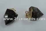 NGP1416 20*25mm - 25*30mm faceted nuggets smoky quartz pendants