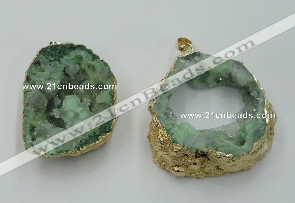 NGP1421 30*40mm - 45*55mm freeform plated druzy agate pendants