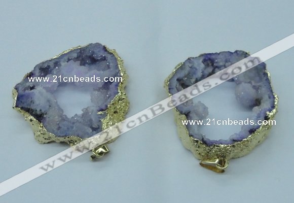 NGP1423 30*45mm - 45*55mm freeform plated druzy agate pendants