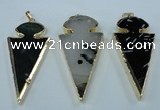 NGP1433 25*60mm - 30*65mm arrowhead agate pendants wholesale