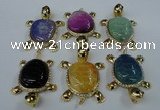 NGP1437 43*60mm tortoise agate pendants with crystal pave alloy settings