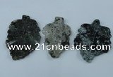 NGP1439 35*50mm - 45*60mm carved leaf moss agate pendants wholesale