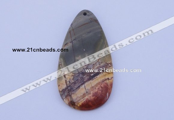 NGP144 2pcs 30*60mm teardrop picasso jasper gemstone pendants