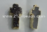 NGP1446 18*40mm - 25*50mm cross druzy amethyst gemstone pendants