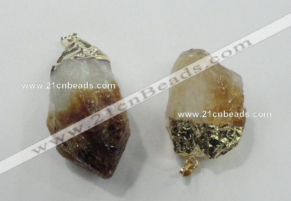 NGP1458 25*40mm - 35*55mm nuggets citrine gemstone pendants