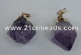 NGP1464 20*35mm - 25*40mm nuggets amethyst gemstone pendants