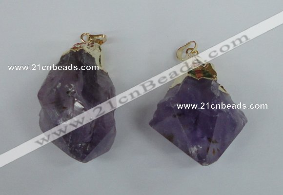 NGP1465 25*45mm - 28*50mm nuggets amethyst gemstone pendants