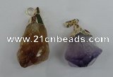 NGP1466 18*35mm - 20*45mm nuggets amethyst & citrine pendants