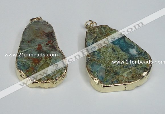 NGP1471 30*40mm - 40*50mm freeform chrysocolla gemstone pendants