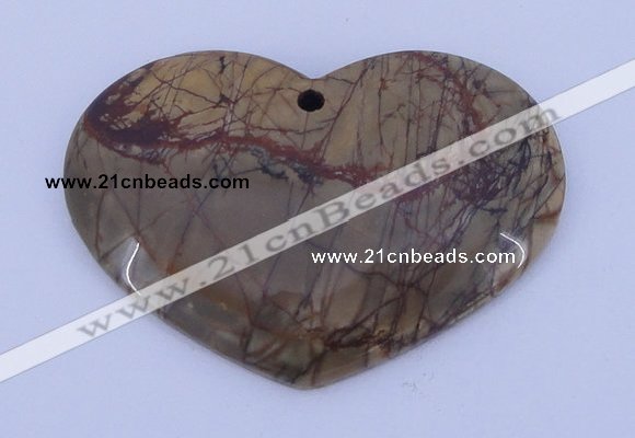 NGP148 2pcs 35*50mm heart fashion picasso jasper gemstone pendants