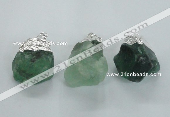 NGP1482 20*35mm - 25*45mm nuggets green fluorite pendants