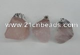 NGP1483 20*35mm - 25*45mm nuggets rose quartz pendants