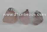 NGP1483 20*35mm - 25*45mm nuggets rose quartz pendants