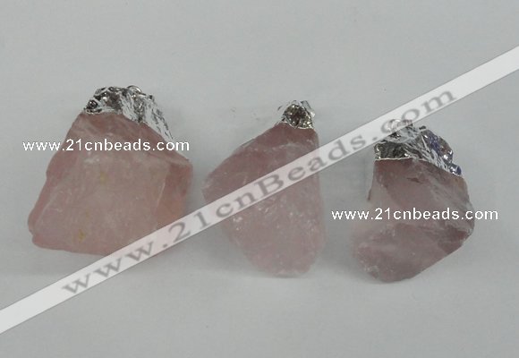 NGP1483 20*35mm - 25*45mm nuggets rose quartz pendants