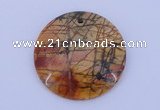 NGP149 2pcs 40mm flat round picasso jasper gemstone pendants