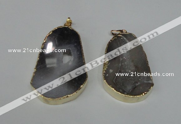 NGP1490 30*45mm - 40*50mm freeform plated druzy agate pendants