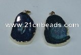 NGP1492 30*45mm - 40*50mm freeform plated druzy agate pendants