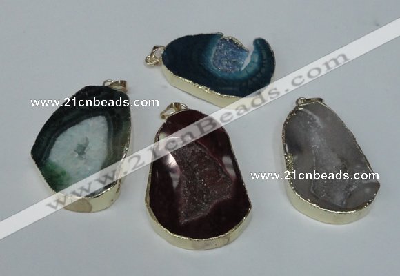 NGP1494 30*45mm - 40*50mm freeform plated druzy agate pendants