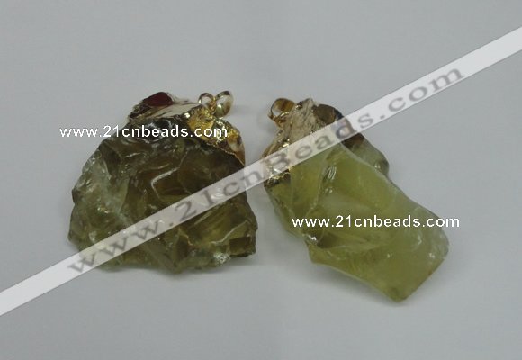 NGP1502 20*30mm - 25*50mm nuggets lemon quartz pendants