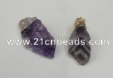 NGP1504 20*30mm - 25*50mm nuggets amethyst gemstone pendants