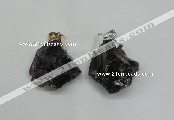 NGP1505 20*30mm - 25*50mm nuggets smoky quartz pendants