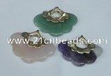 NGP1509 8*40*50mm mixed gemstone with brass setting pendants