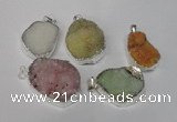 NGP1511 20*30mm - 25*35mm freeform plated druzy agate pendants