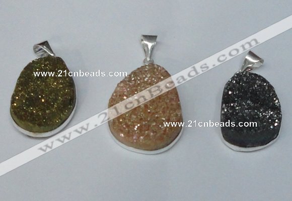 NGP1512 20*30mm - 25*35mm freeform plated druzy agate pendants