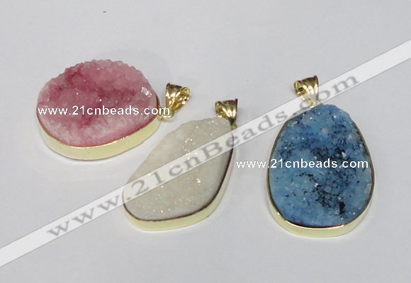 NGP1516 20*30mm - 25*35mm freeform plated druzy agate pendants