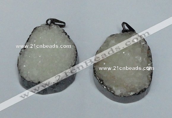 NGP1518 30*35mm - 30*40mm freeform plated druzy agate pendants