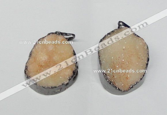 NGP1519 30*35mm - 30*40mm freeform plated druzy agate pendants