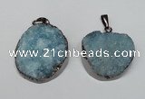 NGP1522 30*35mm - 30*40mm freeform plated druzy agate pendants