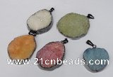 NGP1523 30*35mm - 30*40mm freeform plated druzy agate pendants