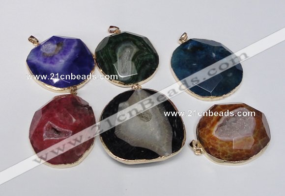 NGP1531 50*55mm - 55*60mm freeform druzy agate pendants