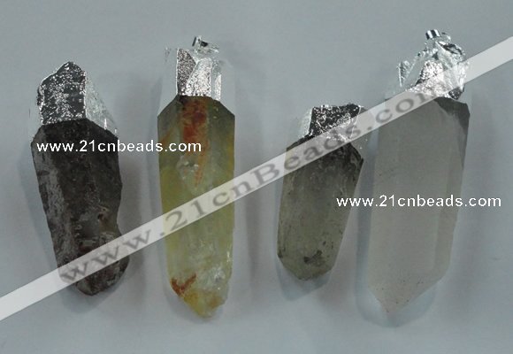 NGP1549 15*45mm - 20*65mm faceted nuggets mixed quartz pendants