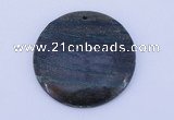 NGP155 2pcs 45mm flat round fashion long spar stone pendants