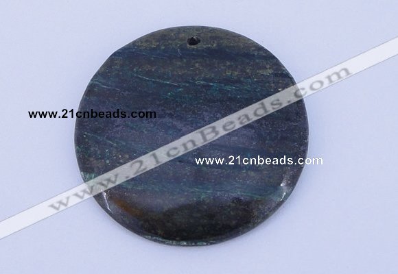 NGP155 2pcs 45mm flat round fashion long spar stone pendants