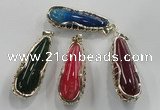 NGP1563 18*25*65mm teardrop agate with brass setting pendants