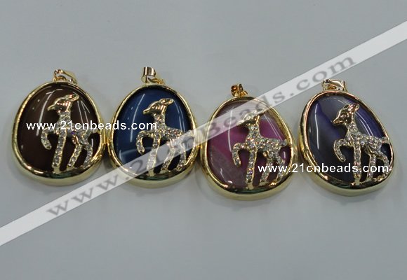 NGP1565 8*40*50mm teardrop agate with brass setting pendants